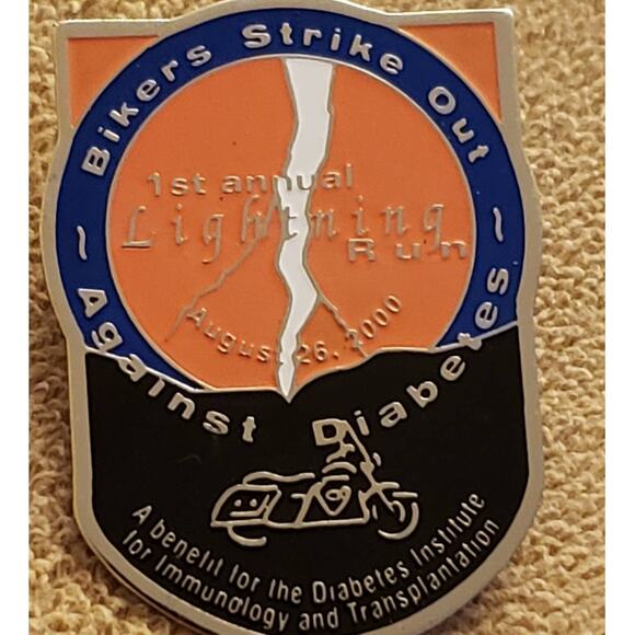Motorcycle Riding Pin - Bikers Strike Out Against Diabetes Pin - Picture 1 of 8